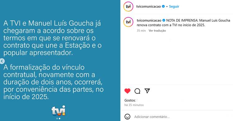 Publicação TVI Comunicação